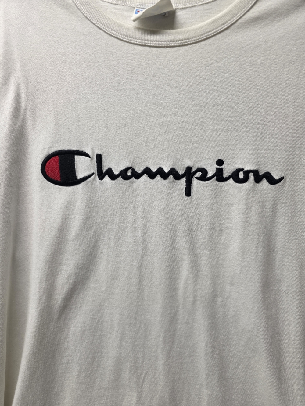 Vintage Y2K Champion T Shirt Mens 2XL White Embroidered Script Logo Spellout XXL - Picture 2 of 10